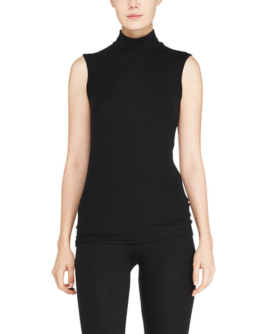 Modal Rib Sleeveless Mock Neck Top