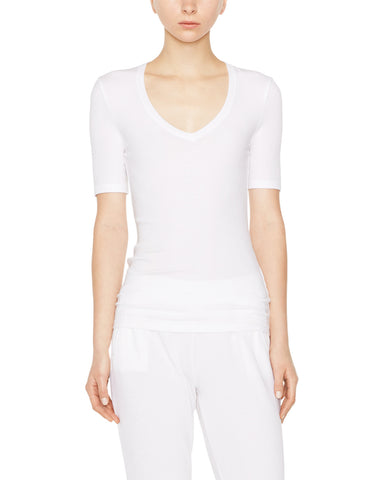 Modal Rib Short Sleeve V Neck Tee