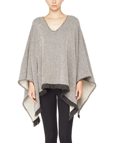 Brushed Cotton Poncho with Blanket Stitch