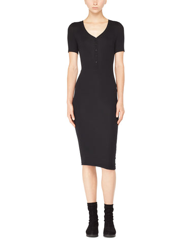 Modal Rib V-Neck Henley Dress