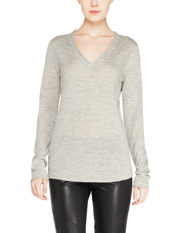 color:Heather Grey|alt:ATM V Neck Cashmere Sweater